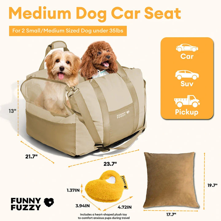 Dog car seat booster for small pets, featuring a washable cover for pet hygiene