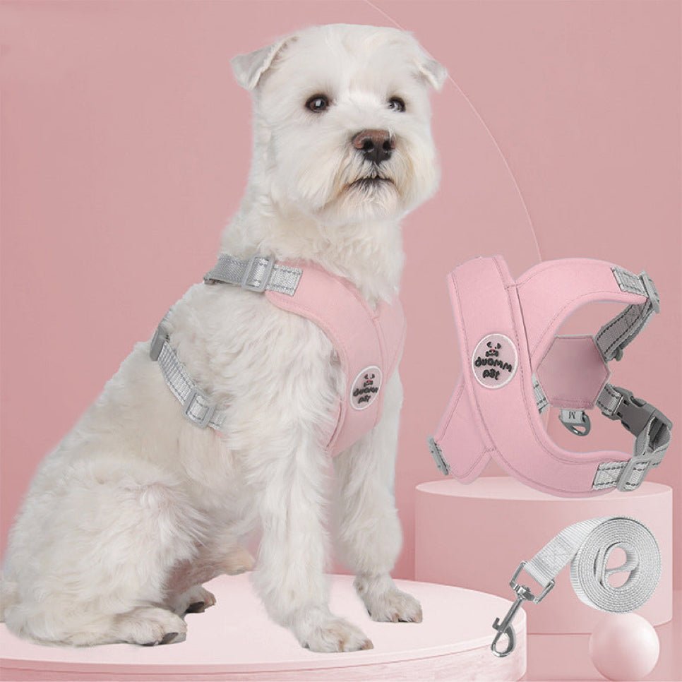 Dog breathable crossed harness with reflective straps and comfort leash for small dog outdoor adventures