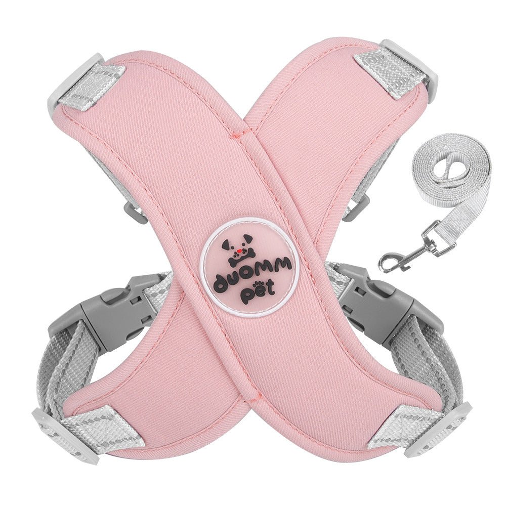 Adjustable reflective dog harness and leash, a breathable pet accessory for small and medium dogs