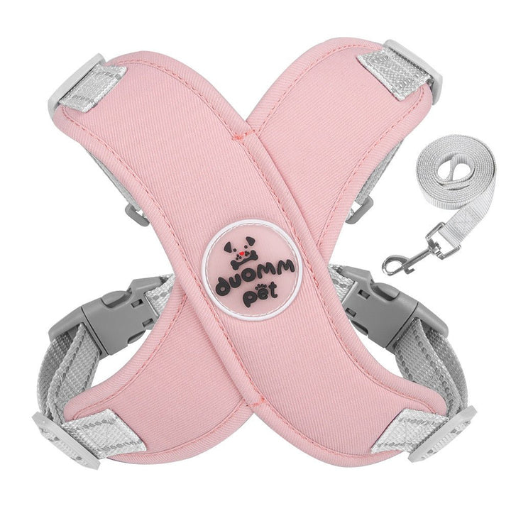 Adjustable reflective dog harness and leash, a breathable pet accessory for small and medium dogs