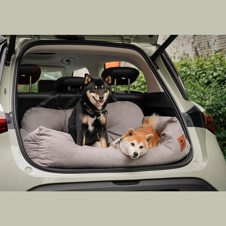 Dog car back seat bolster bed, waterproof, for medium dogs, pet travel safety.