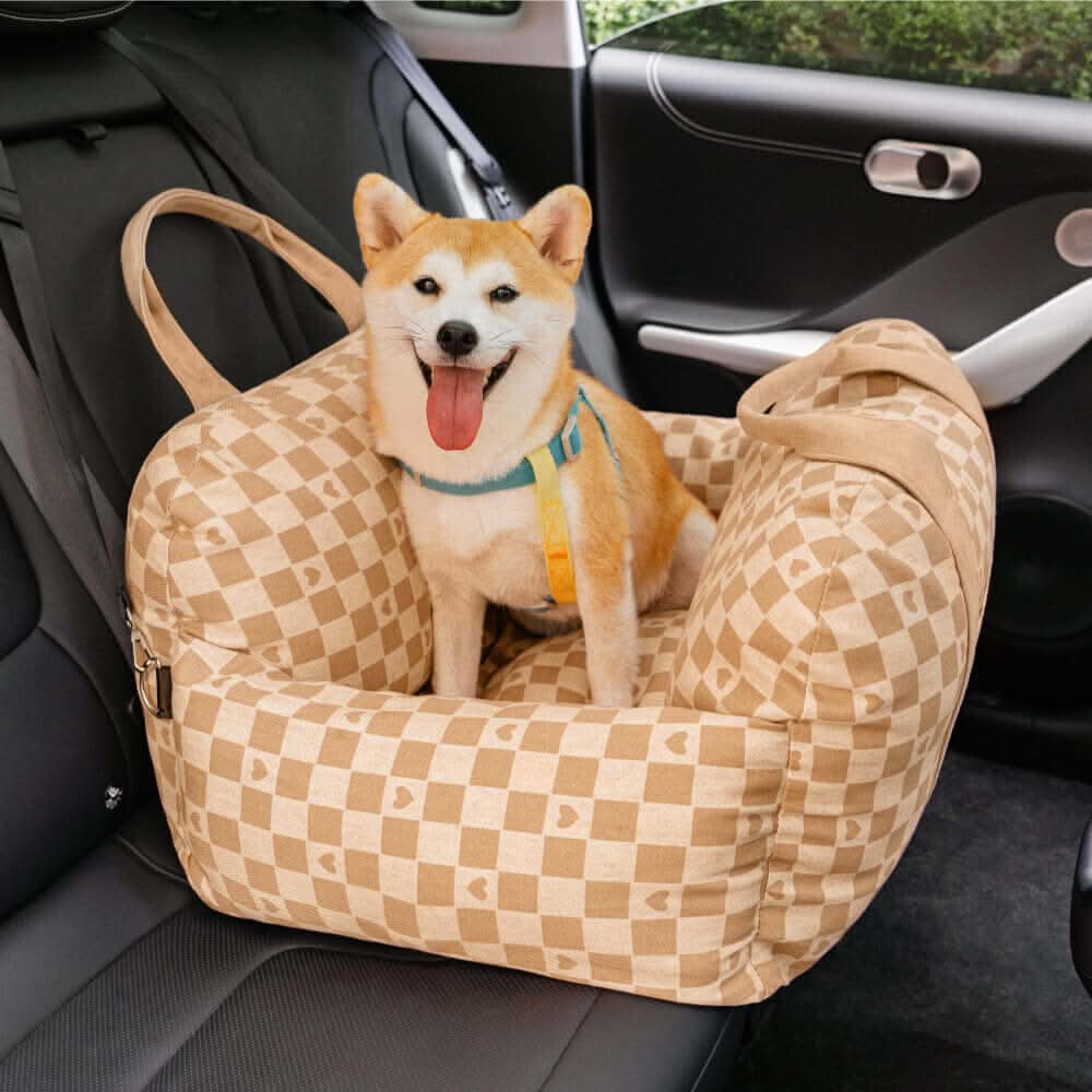 Keep your dog safe with this car booster seat, includes a safety belt and non-slip pad.