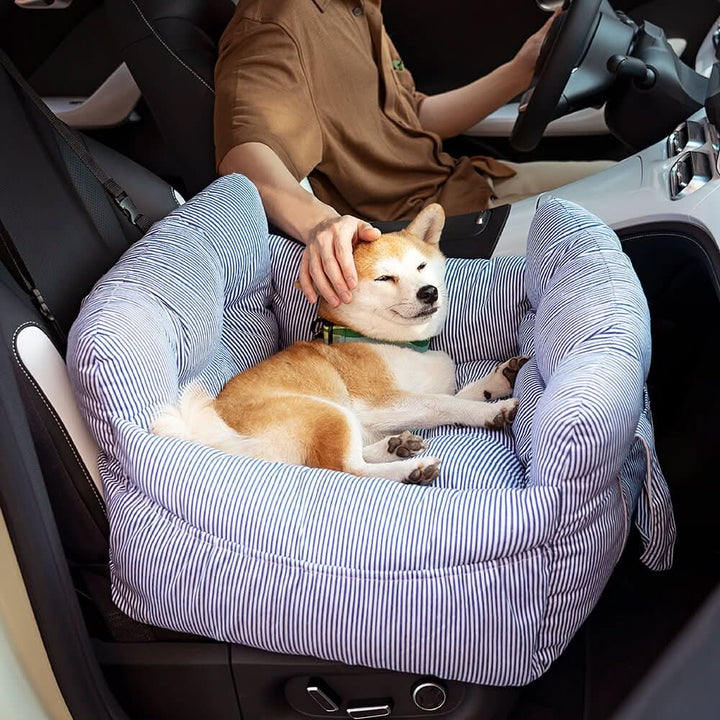 Give your dog a comfortable view with this car booster seat, includes safety belt & non-slip base.