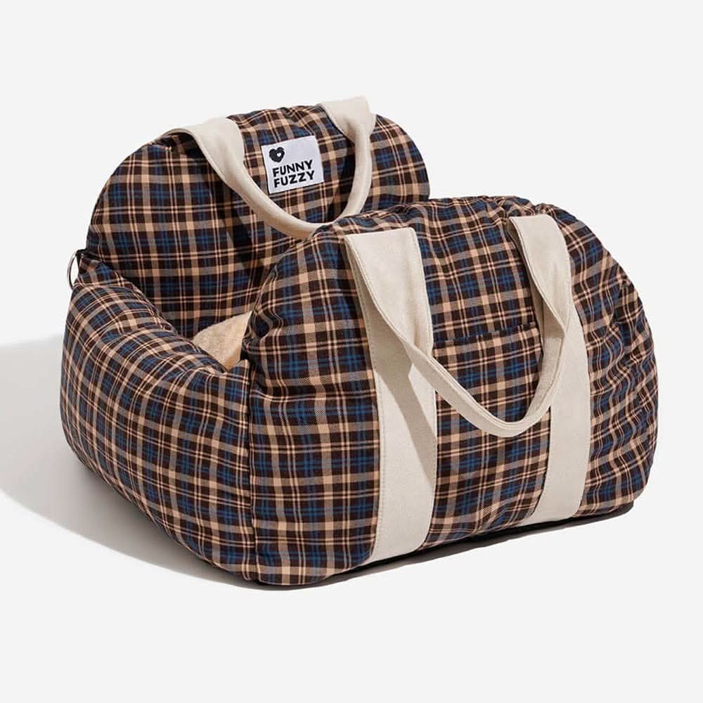 Your dog's safe haven on the road: Car booster seat with safety belt & non-slip base.