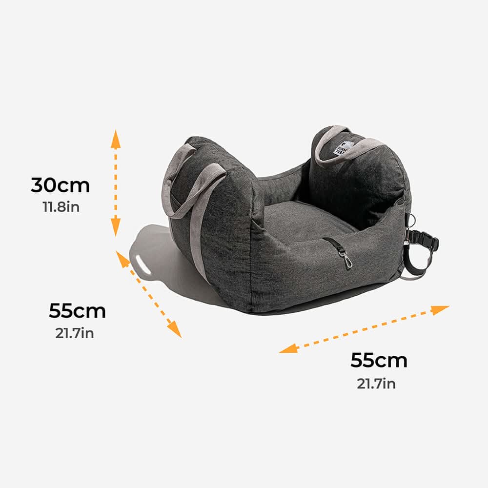 Car travel essential: Dog booster seat ensuring pet safety with a secure belt & non-slip design.