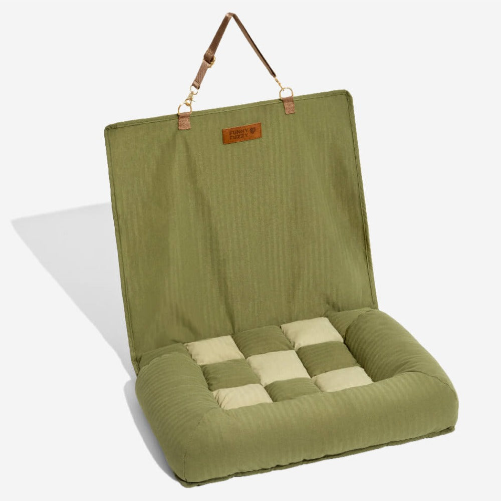 Plush dog car seat bed, perfect for small pets, ensures comfortable & safe travel