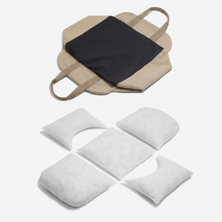 Medium dog travel bed, grey, fits front or back seat, comfortable pet travel.