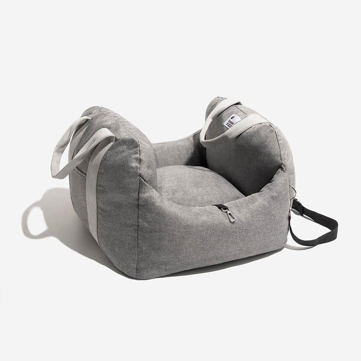 Dog car seat booster with non-slip bottom, stable positioning for pet travel safety.