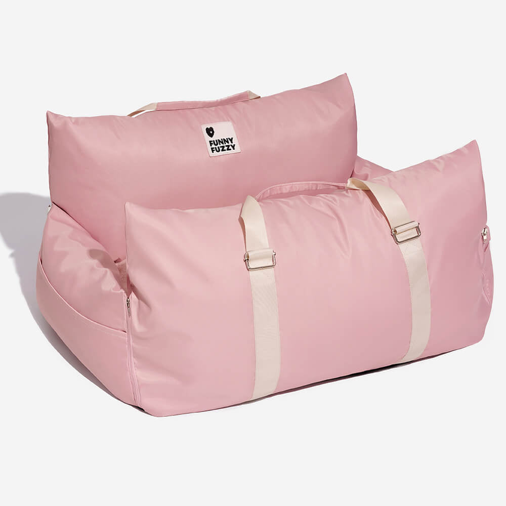 Pet travel bed for cars, elevated position, reduces anxiety for dogs during trips.