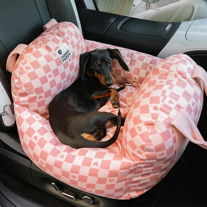 Comfortable dog car bed, memory foam base, supports joints during long trips.