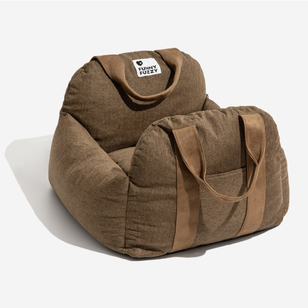 Small dog car bed, plush interior, perfect for sensitive pets.