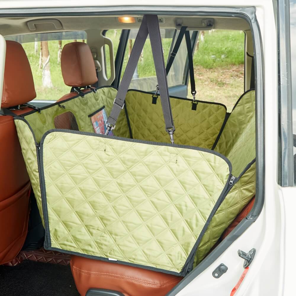 Unisex dog car seat cover, black, durable, auto pet cover for all car models.