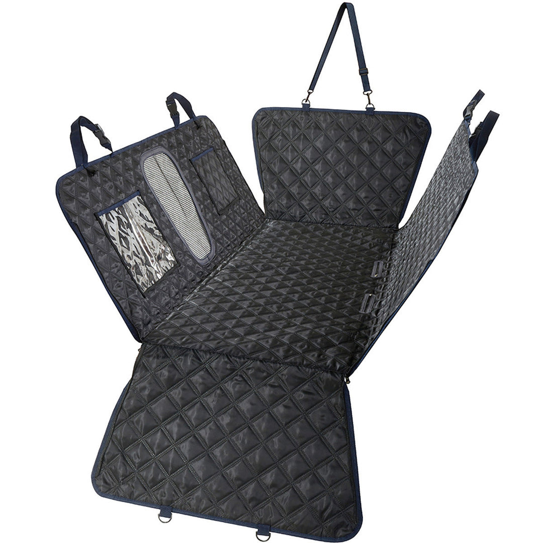 Dog car seat cover, scratch-proof, dirt resistant, black, a must-have pet accessory.