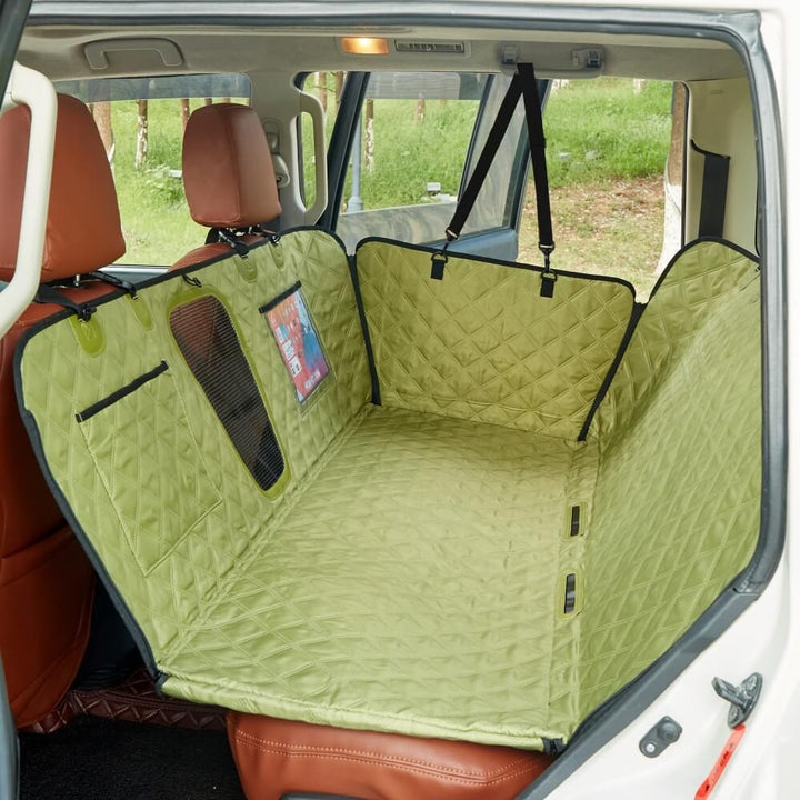 Unisex pet travel car seat protector, waterproof & dirt resistant with mesh for dog visibility