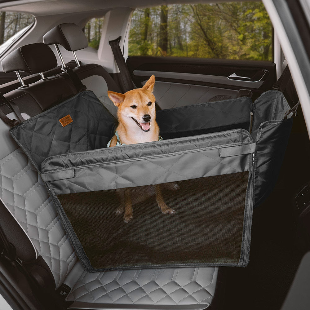 Overhead shot of waterproof dog car seat extender ensuring a clean car interior.