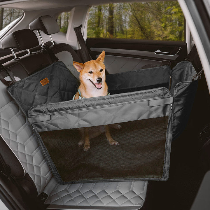 Overhead shot of waterproof dog car seat extender ensuring a clean car interior.