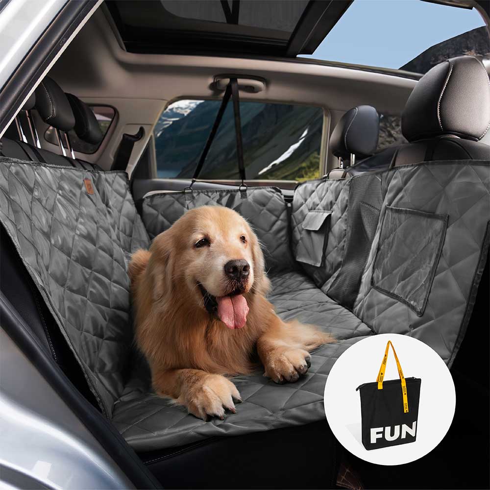 Packaging of the dog car seat extender, emphasizing pet travel and comfort features.