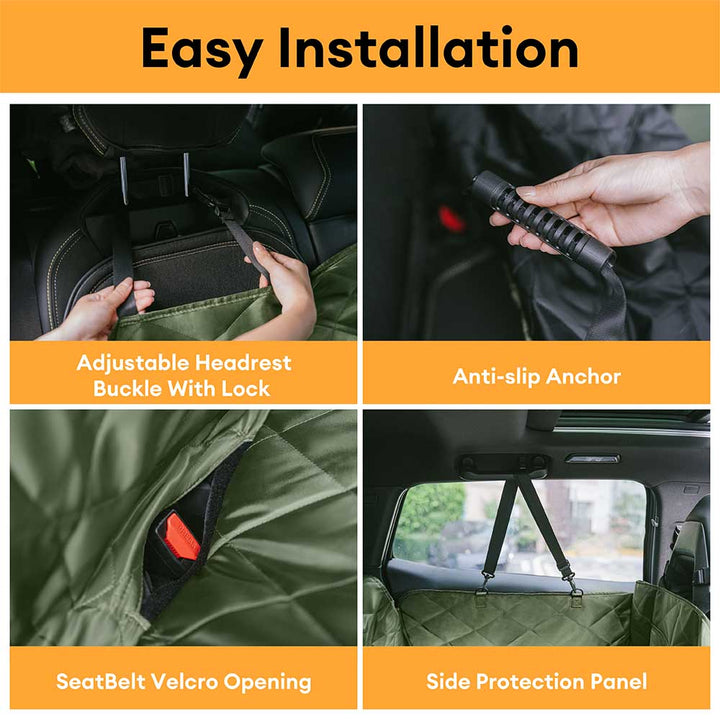 Dog car seat extender, folded for easy storage, highlighting its portable design.