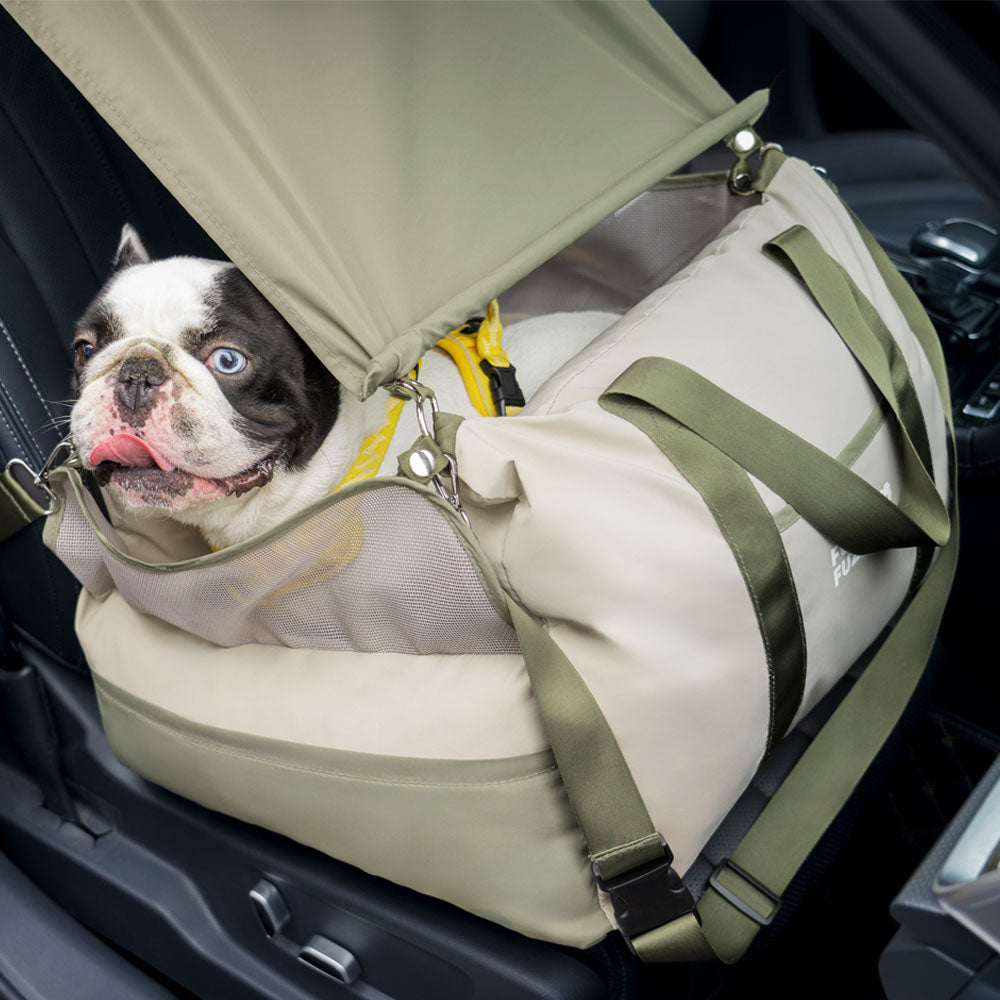 Portable dog car seat accessory, sun shade for safer pet travel.