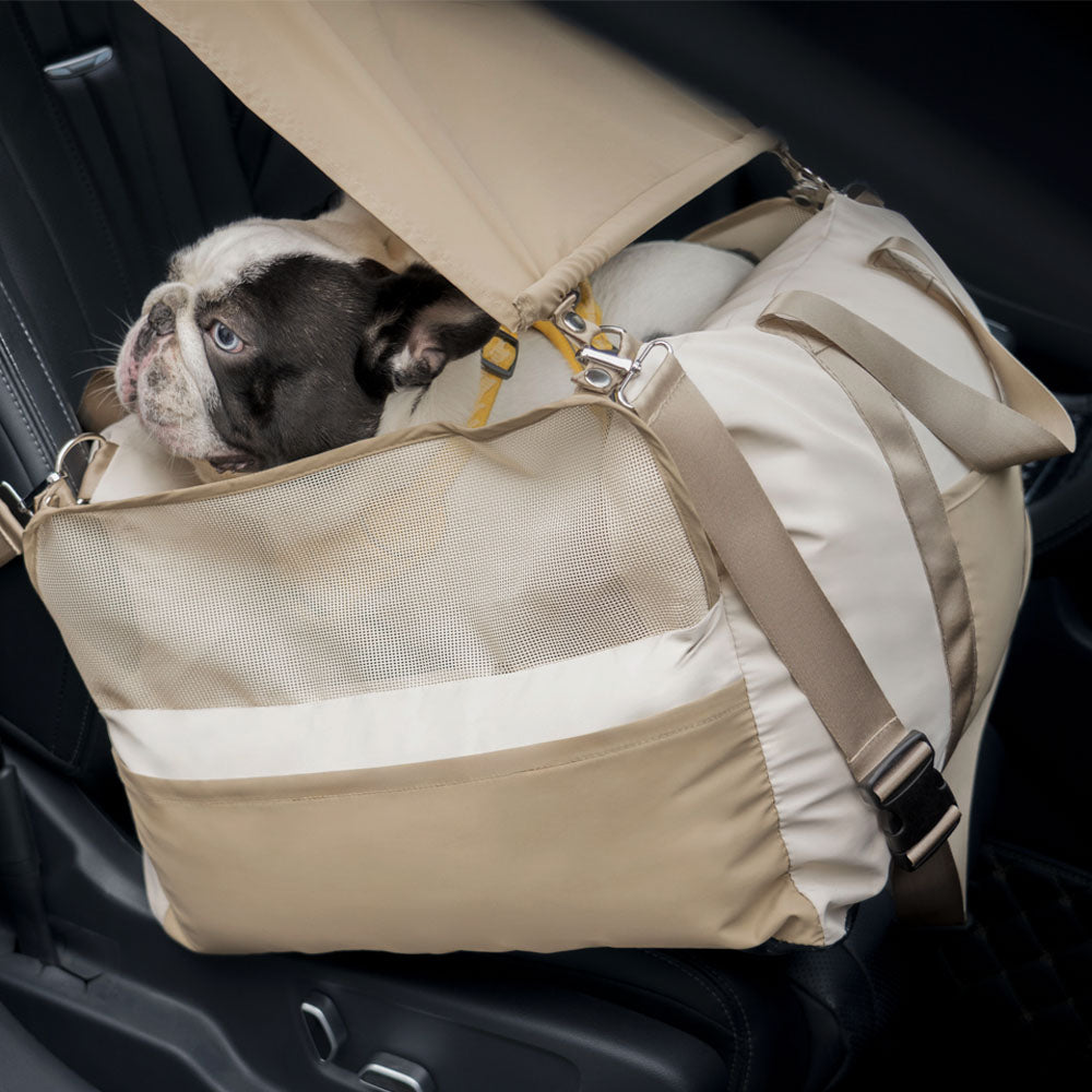 Pet car seat sun shade, designed for small to medium dogs, offering UV protection.