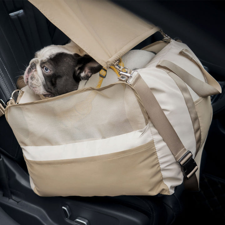 Pet car seat sun shade, designed for small to medium dogs, offering UV protection.