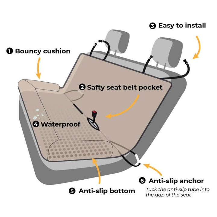 Durable chessboard dog lounge car bed, washable fabric for easy cleaning after pet travel