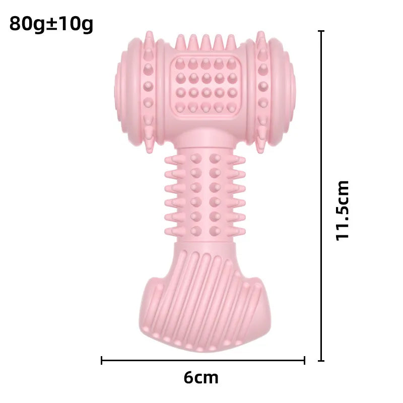 Durable pet supplies: a blue dumbbell chew toy for effective dog dental care and fun.