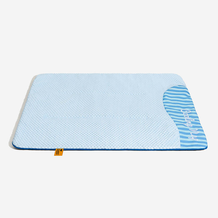 Anatomy of a cooling mat for dogs, highlighting the multi-layered design for pet comfort.