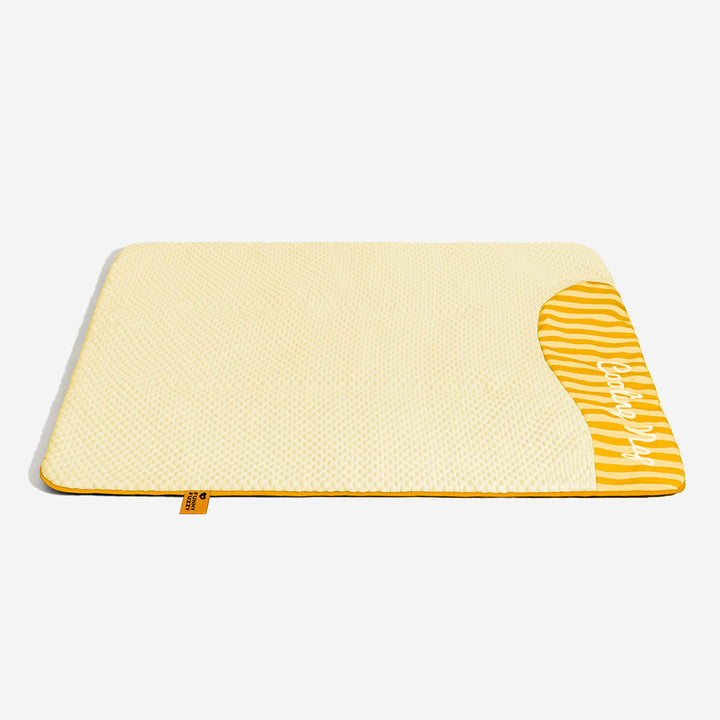 Water-resistant dog cooling mat, easy to wipe clean, perfect for pet owners looking for durability.