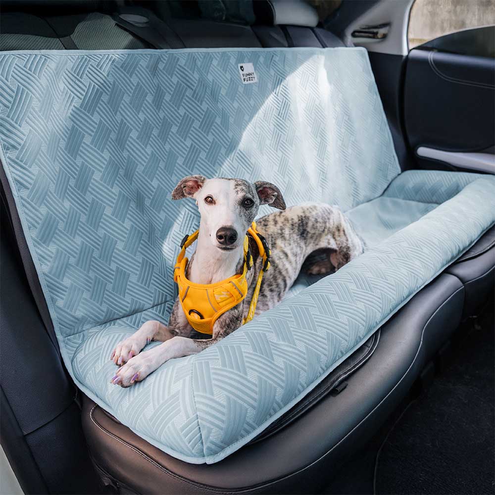 Empty Dog Cooling Travel Bolster Car Seat Bed, showing the spacious interior and robust bolster design.
