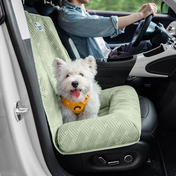 Dog accessories: The Cooling Travel Bolster Car Seat Bed, ideal for long road trips with your furry friend.