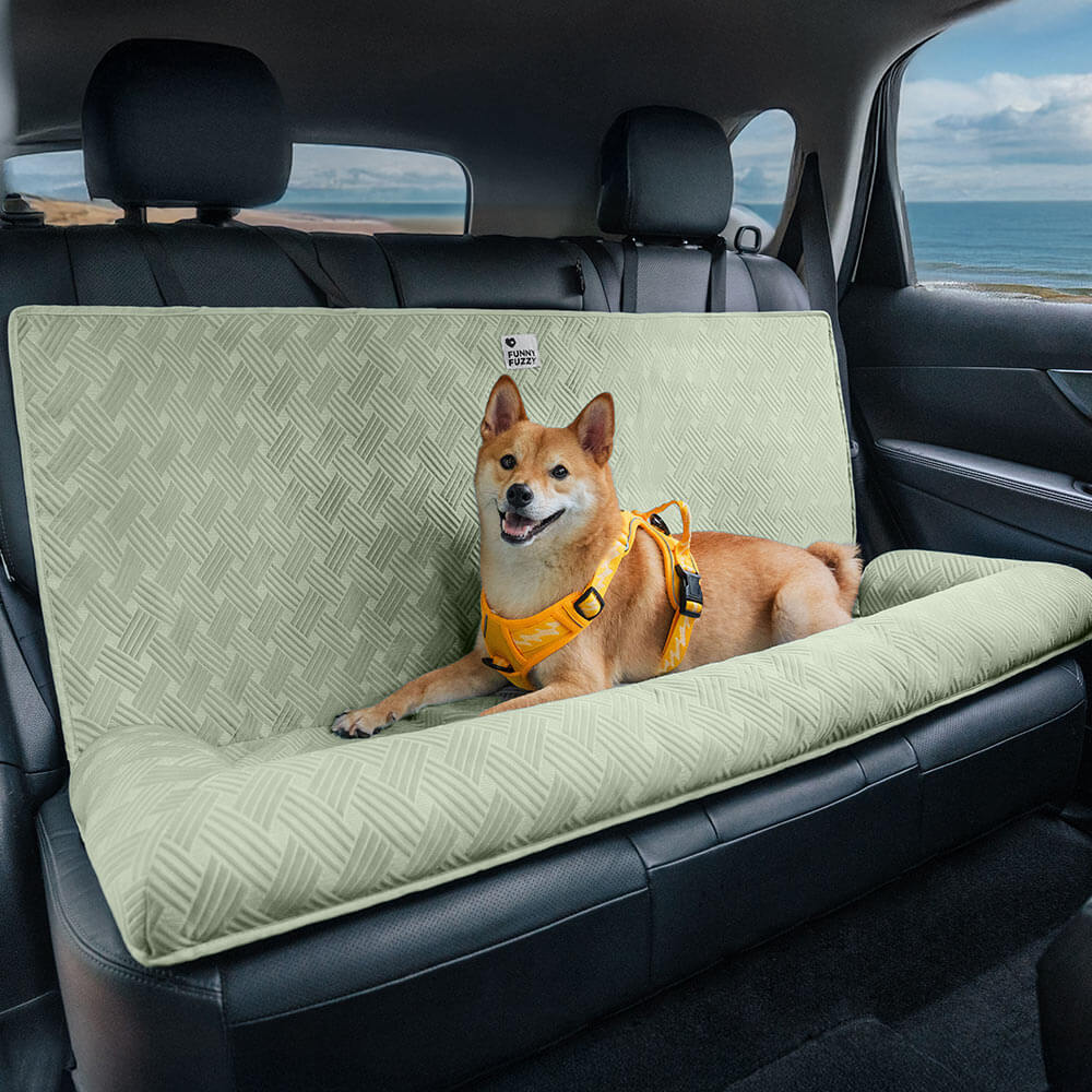 Close-up of the bolster on the dog car seat, illustrating the strong support and cozy feel for pets.