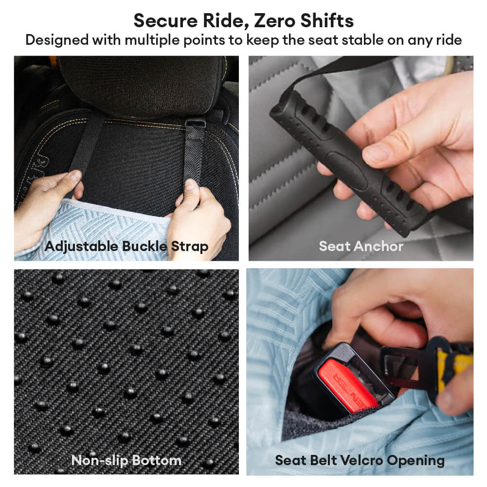 Overhead view of the Dog Cooling Travel Bolster Car Seat Bed, demonstrating its spacious design for large dogs.