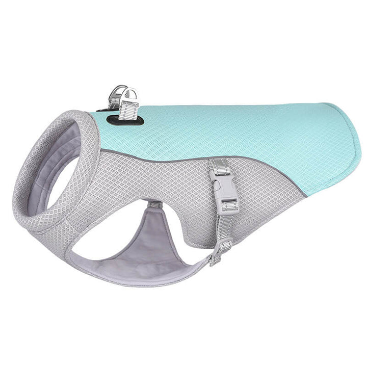 Reflective and breathable dog vest, providing sun protection and heat relief in summer.
