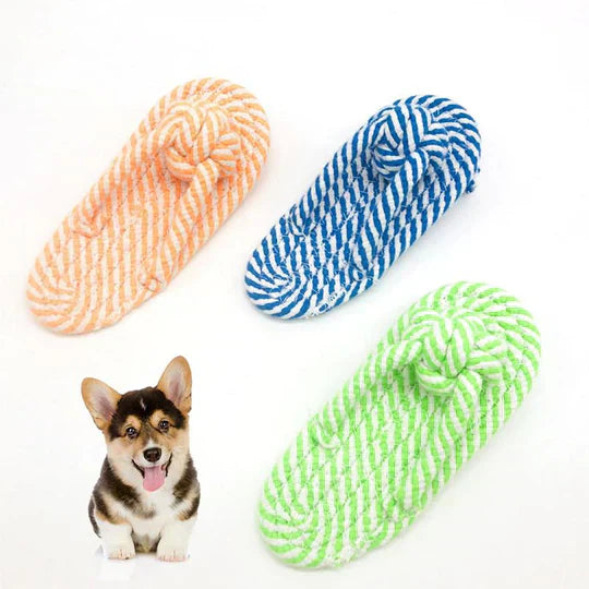 Dog cotton rope chew toy, durable and non-toxic, for dental health and playtime, close-up