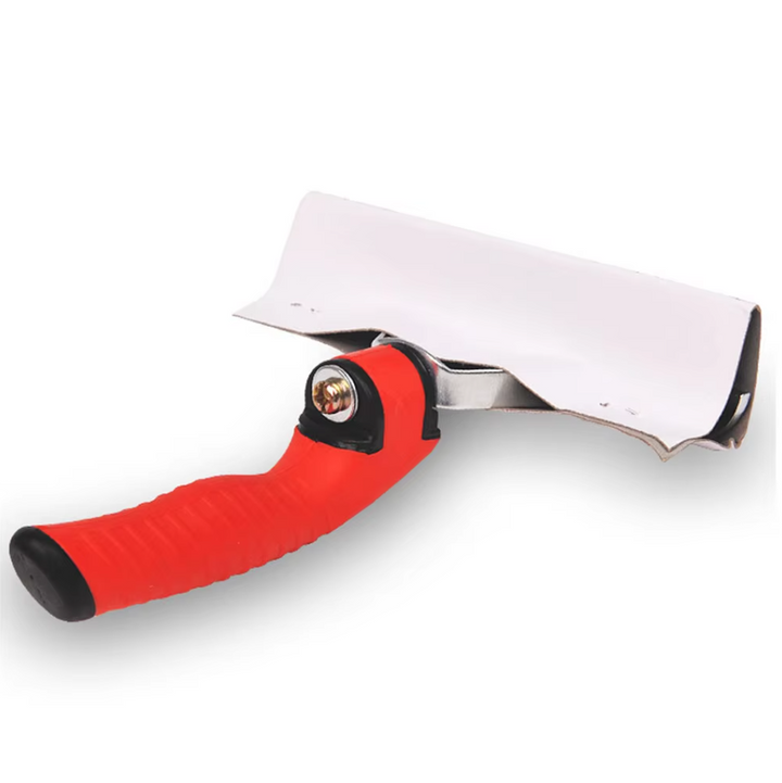 Dog grooming undercoat rake with vibrant red handle, designed for large dog dematting