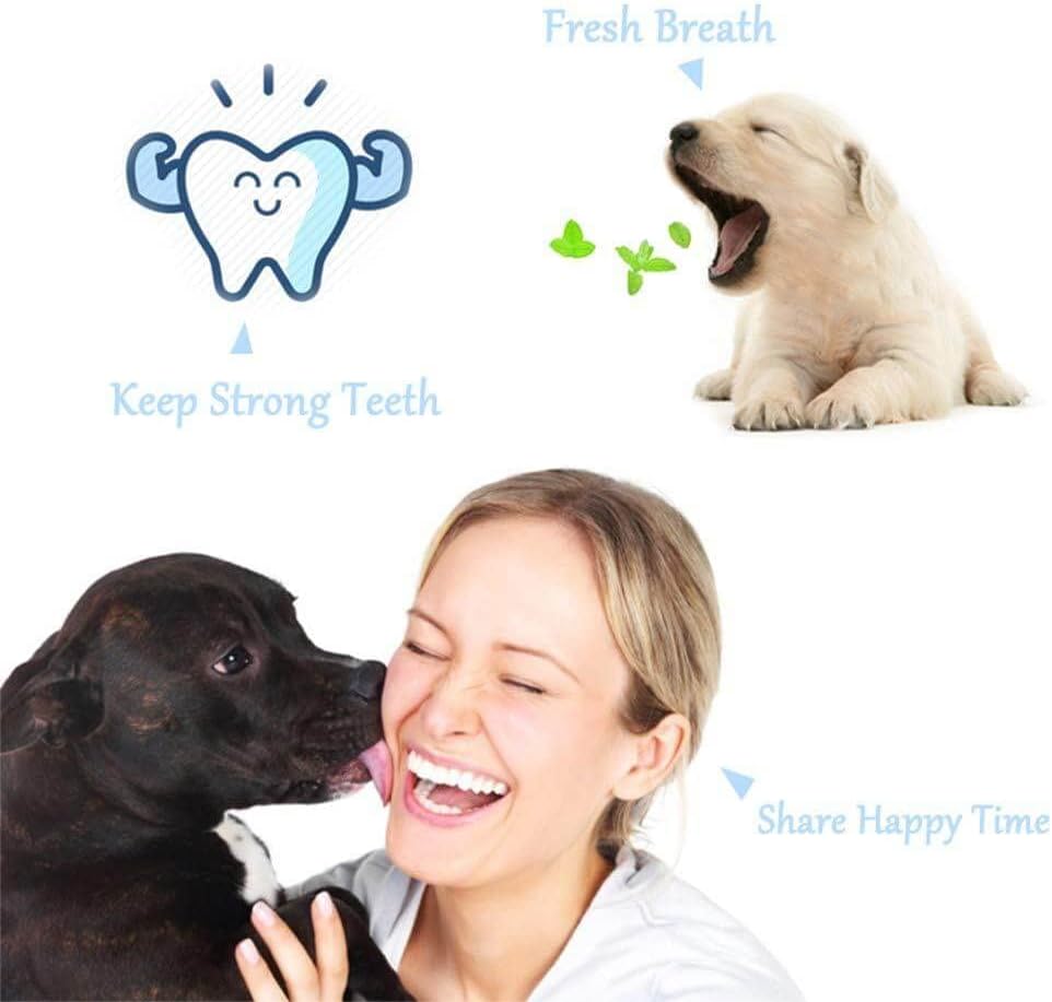 Two-pack of dog 3-sided toothbrushes. Effective for canine oral care & plaque removal.