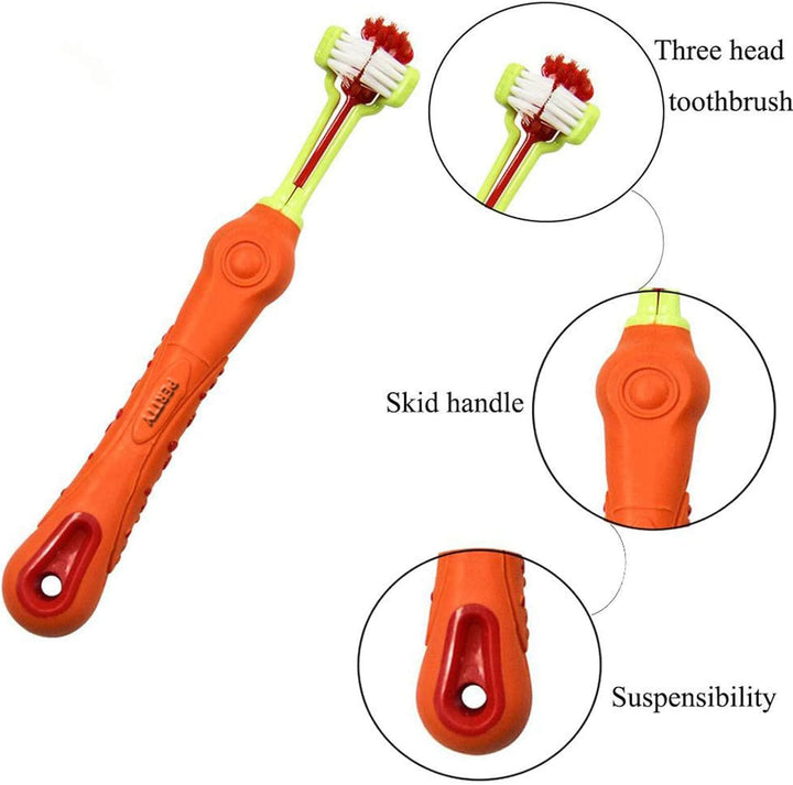 Keep your dog's breath fresh with this 3-sided dog toothbrush. Essential for tartar control.