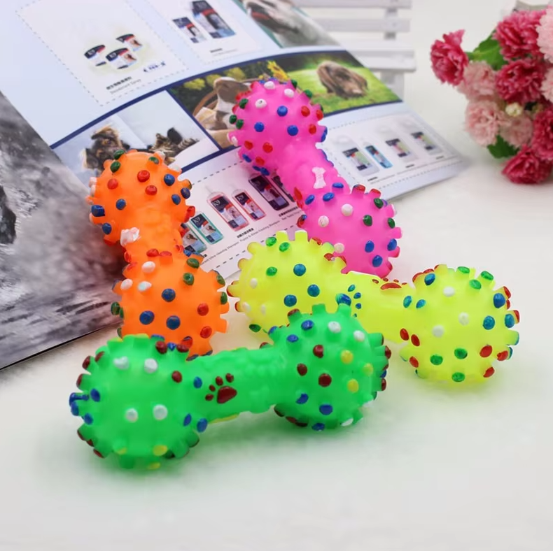 Pet supplies: durable rubber dental chew dumbbell for dog teeth cleaning fun.