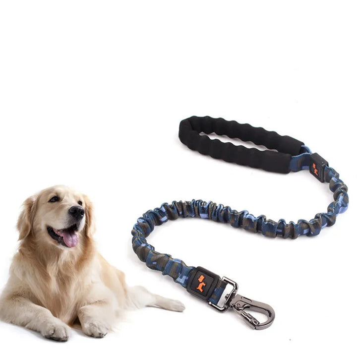 Dog elasticated shock absorbing lead, adjustable nylon leash for comfortable pet walks