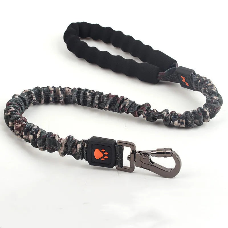 Adjustable dog lead with built-in shock absorption, a strong nylon leash for active dogs