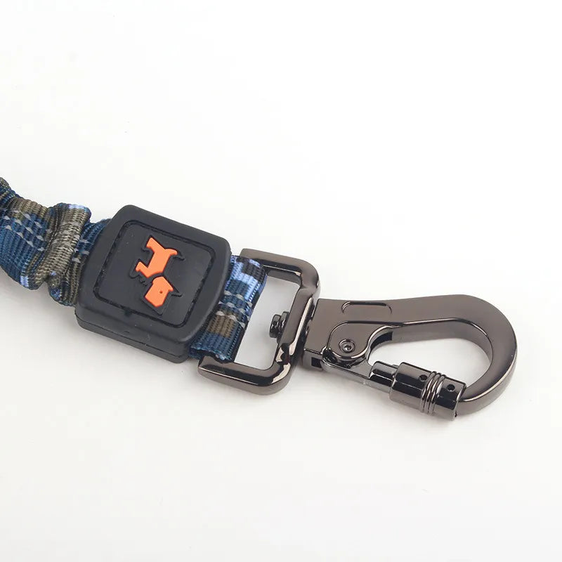 Black elasticated shock absorbing dog lead, a versatile and comfortable pet walking accessory