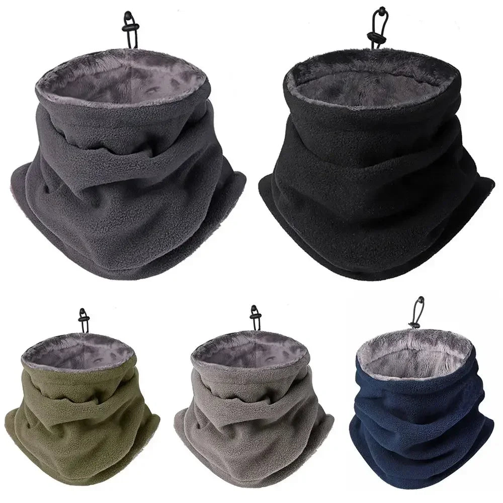 Black dog fleece neck gaiter, providing warmth and protection for cold weather adventures