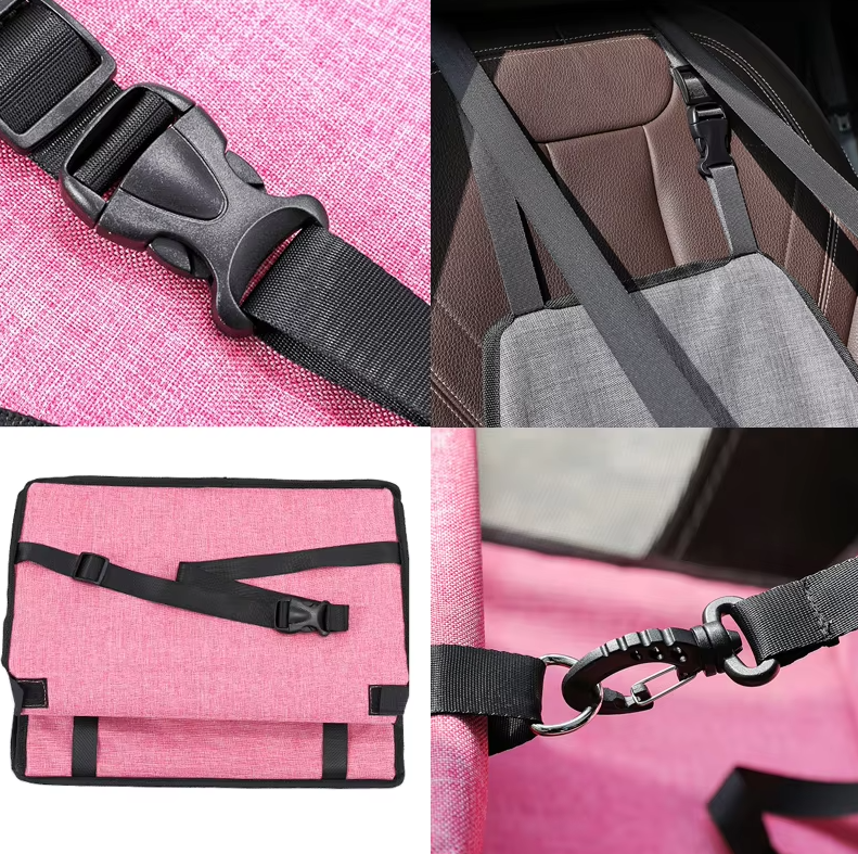 Dog car seat with safety belt, comfortable and waterproof, ideal pet travel gear