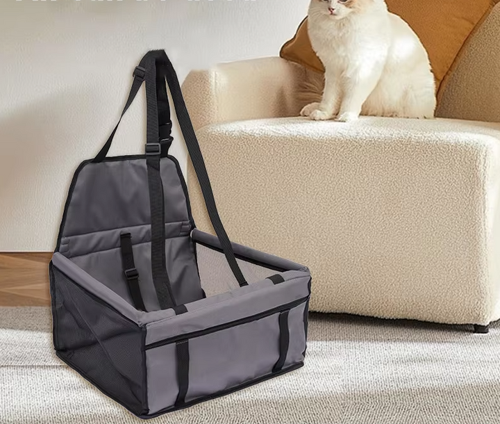 Waterproof dog car seat, and foldable booster for pet travel with secure safety belt