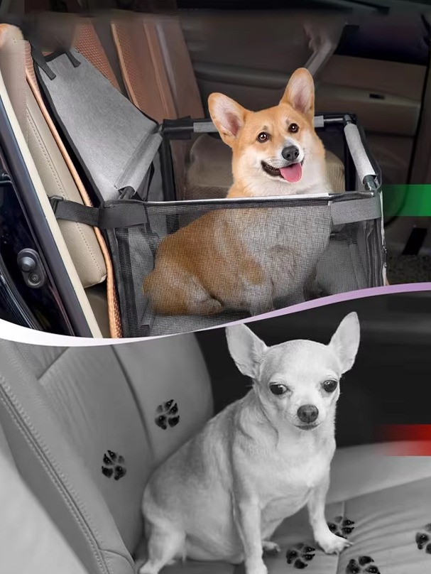 Car accessory: waterproof dog folding car seat with safety belt for safe pet journeys