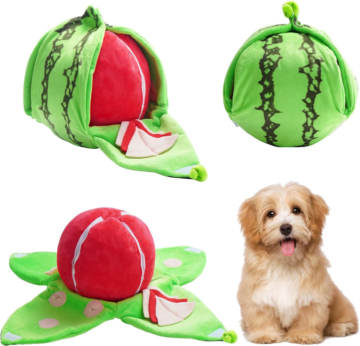 Dog Fruit Puzzle Plush Toy, squeaky enrichment pet supplies for interactive play