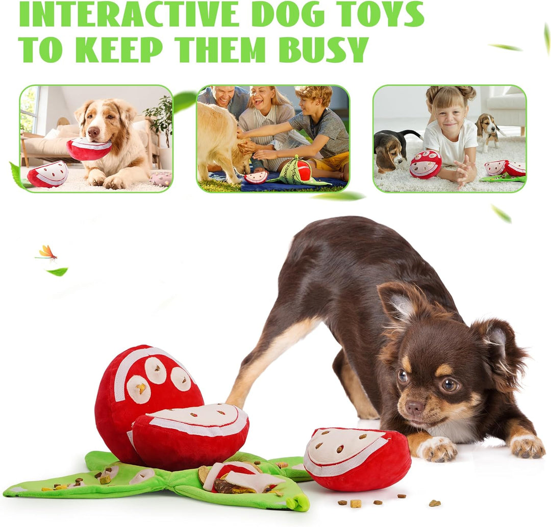 Hide and seek Dog Fruit Puzzle Plush, innovative pet toy for mental engagement