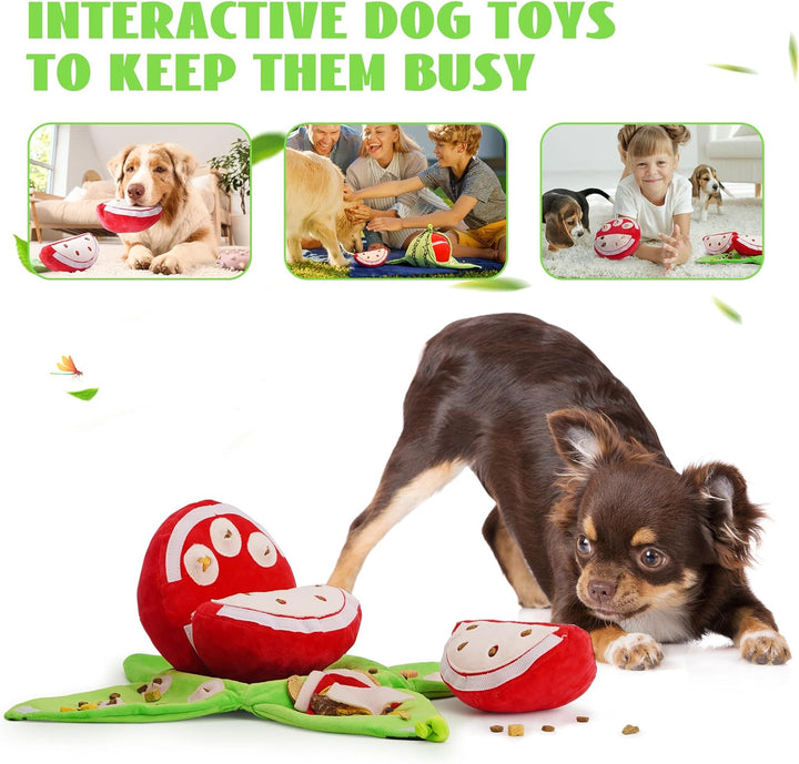 Hide and seek Dog Fruit Puzzle Plush, innovative pet toy for mental engagement