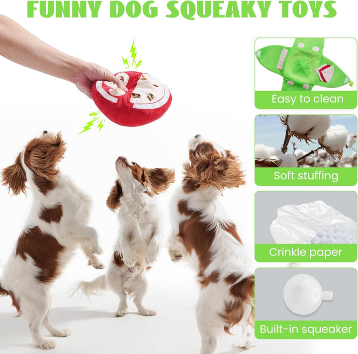 Plush Dog Fruit Toy for mental enrichment, interactive puzzle for happy pets